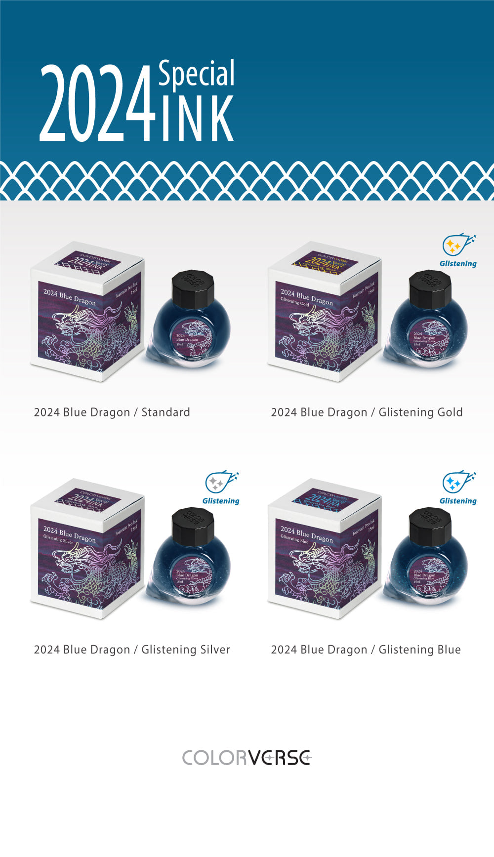 Colorverse 2024 Standard Blue Dragon 15mL Bottled Ink
