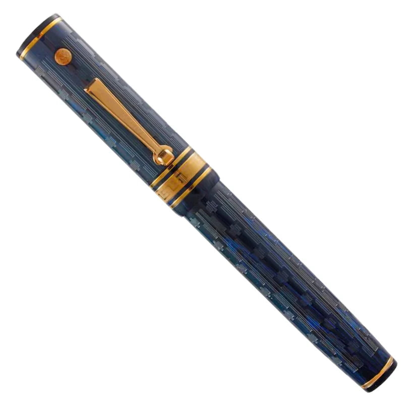 Wahl-Eversharp Decoband Blue Ebonite Chased Gold Trim Fountain Pen