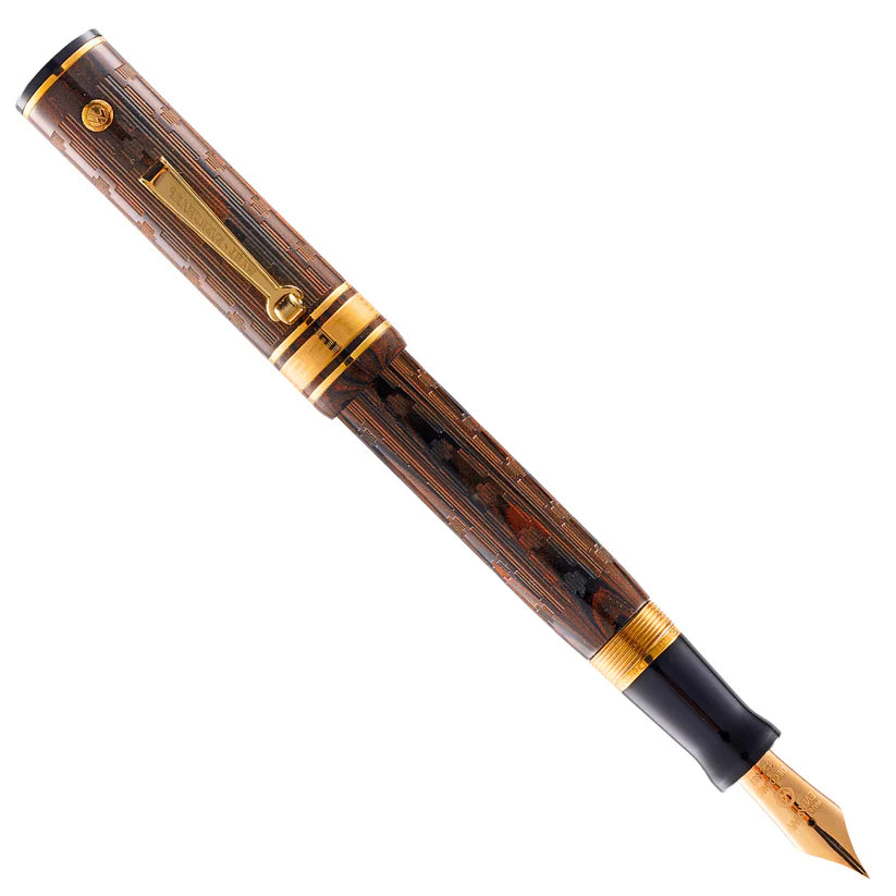 Wahl-Eversharp Decoband Brown Ebonite Chased Gold Trim Fountain Pen