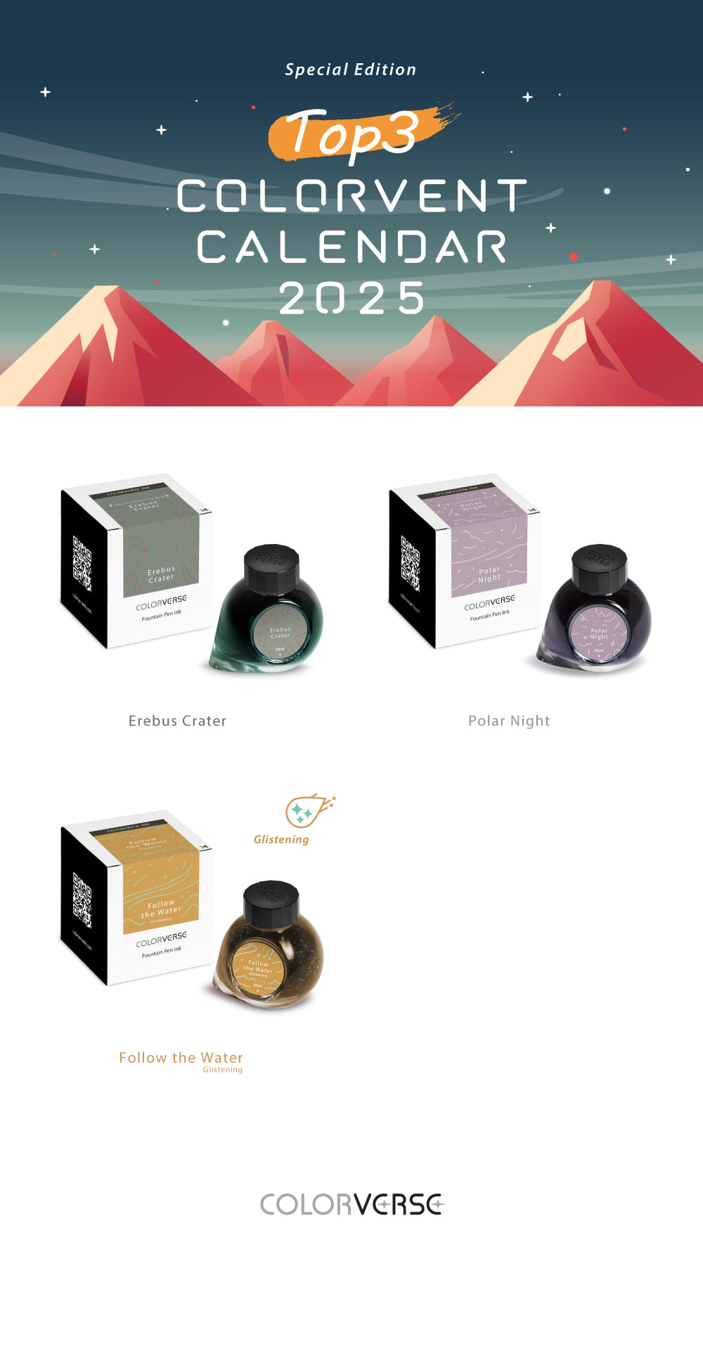Colorverse 2025 Top 3 Colorvent Ink Series Erebus Crater 65mL Bottled Ink