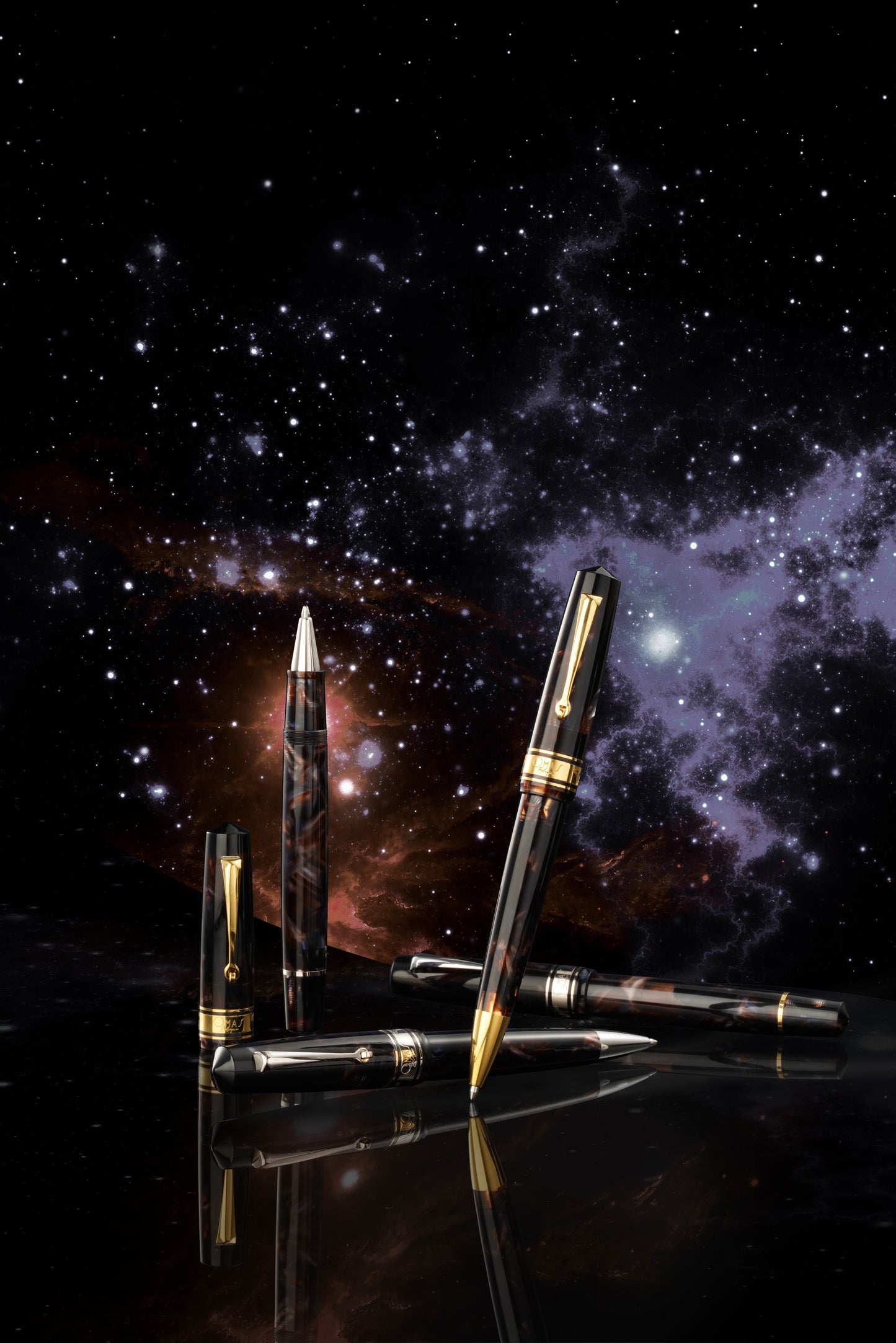 Omas Bologna Galassia Ballpoint With Gold Trim