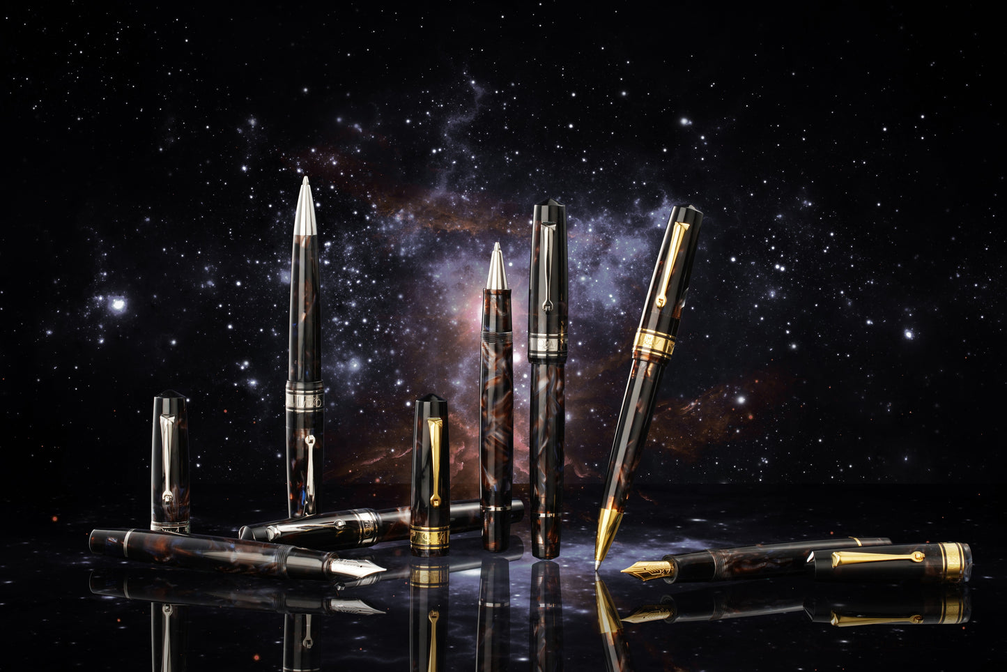 Omas Bologna Galassia Ballpoint With Gold Trim