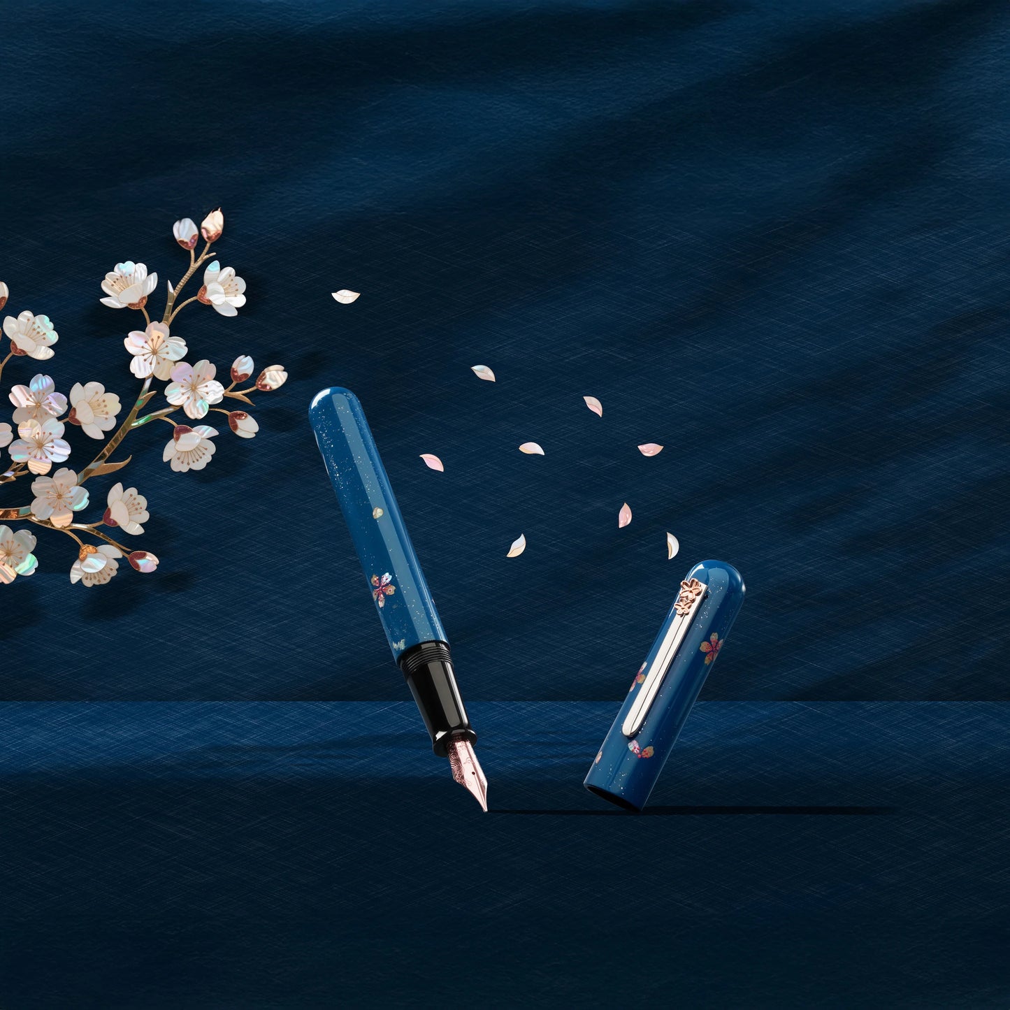 Nahvalur Ikkaku Cherry Blossom Urushi Fountain Pen 14k Nib