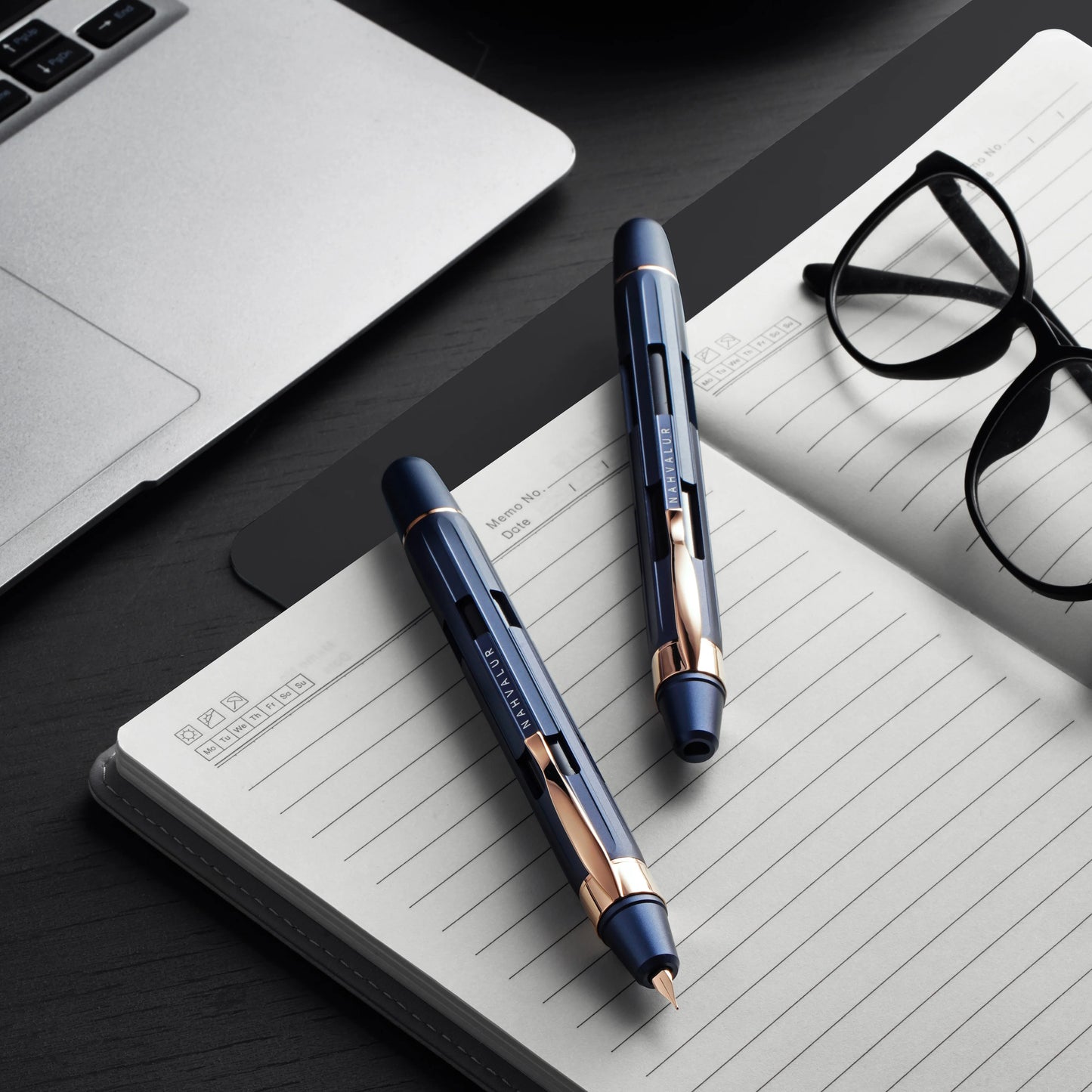 Nahvalur Eclipse Cobalt Rose Gold Fountain Pen