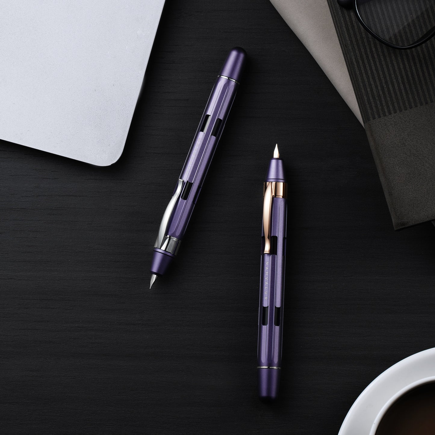 Nahvalur Eclipse Hepatizon Silver Fountain Pen