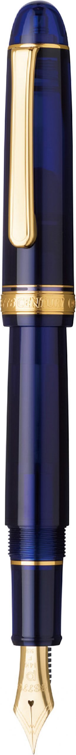Platinum #3776 Century Chartres Blue With Gold Trim Fountain Pen