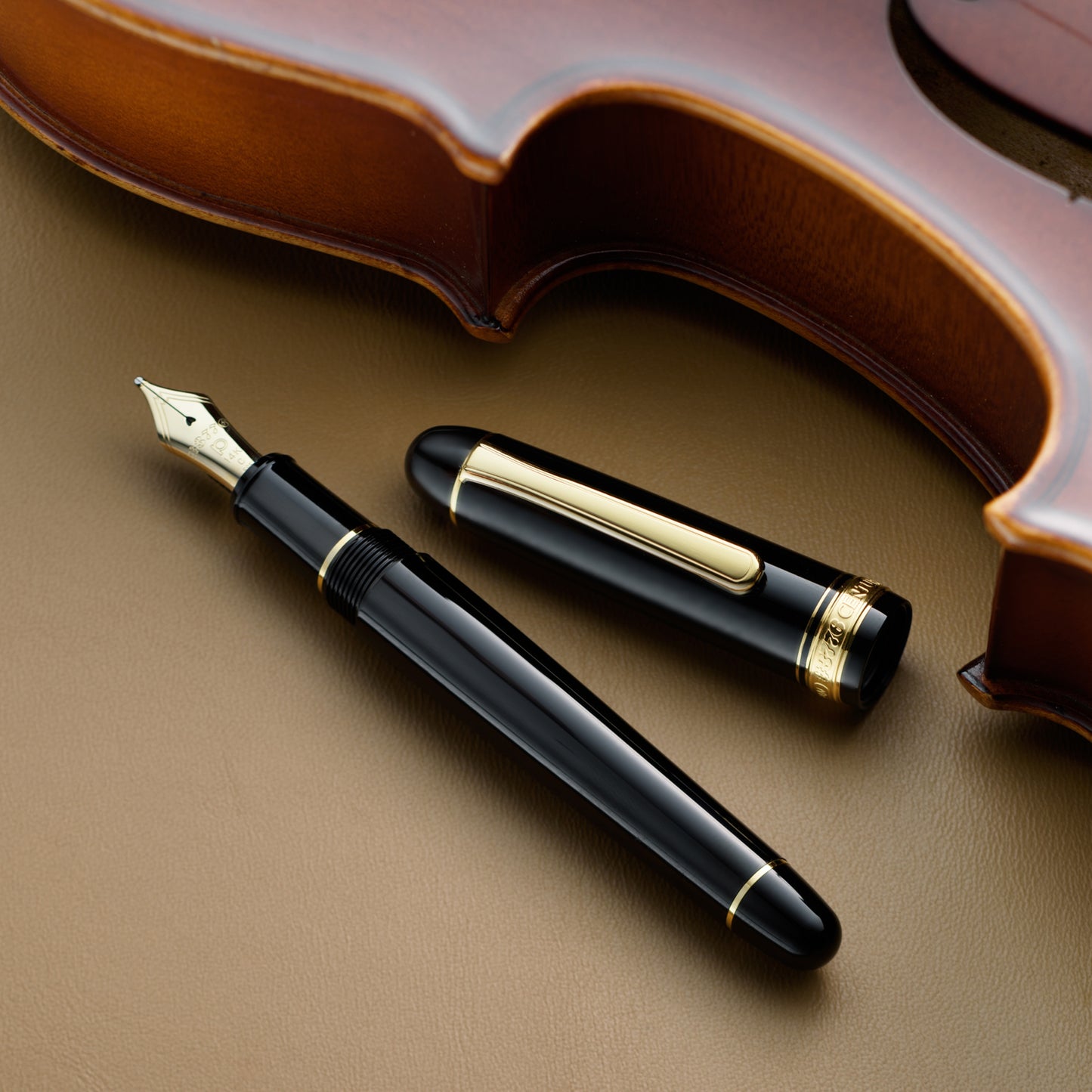 Platinum #3776 Century Black With Gold Trim Fountain Pen