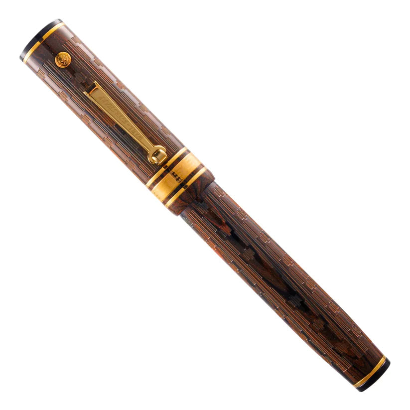 Wahl-Eversharp Decoband Brown Ebonite Chased Gold Trim Fountain Pen