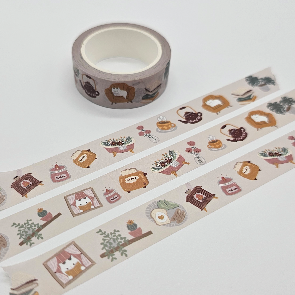 Cozy Cat Home Washi Tape | 15mm x 10m | W012