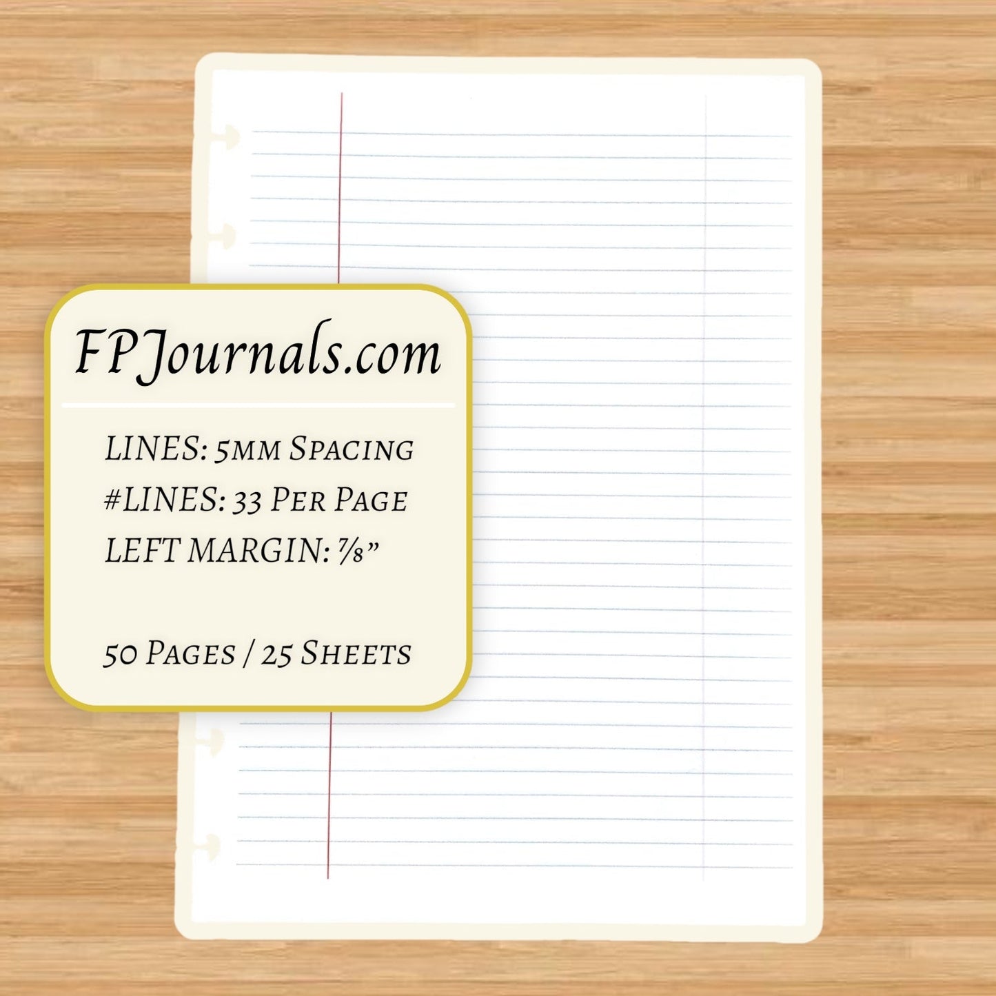 Composition Lined Discbound Notebook Insert - A5 Junior - Lined - Fountain Pen Friendly Paper