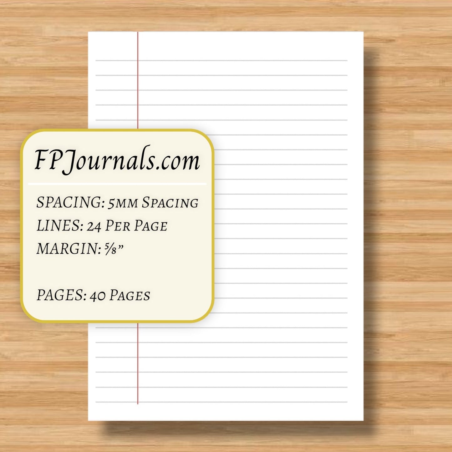 A6 Composition Lined Travelers Notebook Insert - Fountain Pen Friendly, Hand-Stitched Kraft Cover