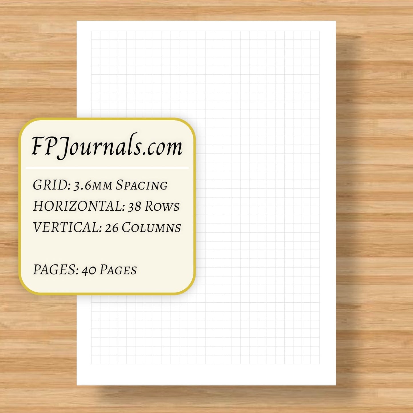 A6 Graph Travelers Notebook Insert - Fountain Pen Friendly, Hand-Stitched Kraft Cover