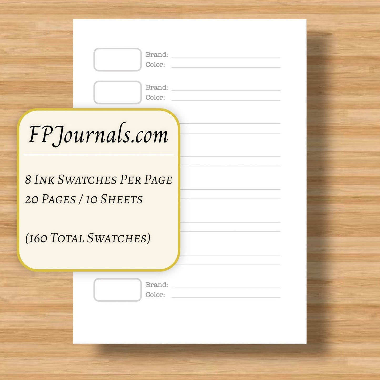 A6 Ink Swatch Book - Ink Log - Travelers Notebook Insert - Fountain Pen Friendly, Hand-Stitched Kraft Cover