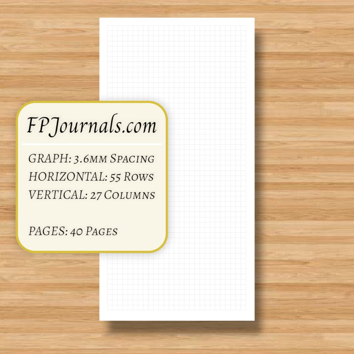 Standard Graph Travelers Notebook Insert - Fountain Pen Friendly, Hand-Stitched Kraft Cover