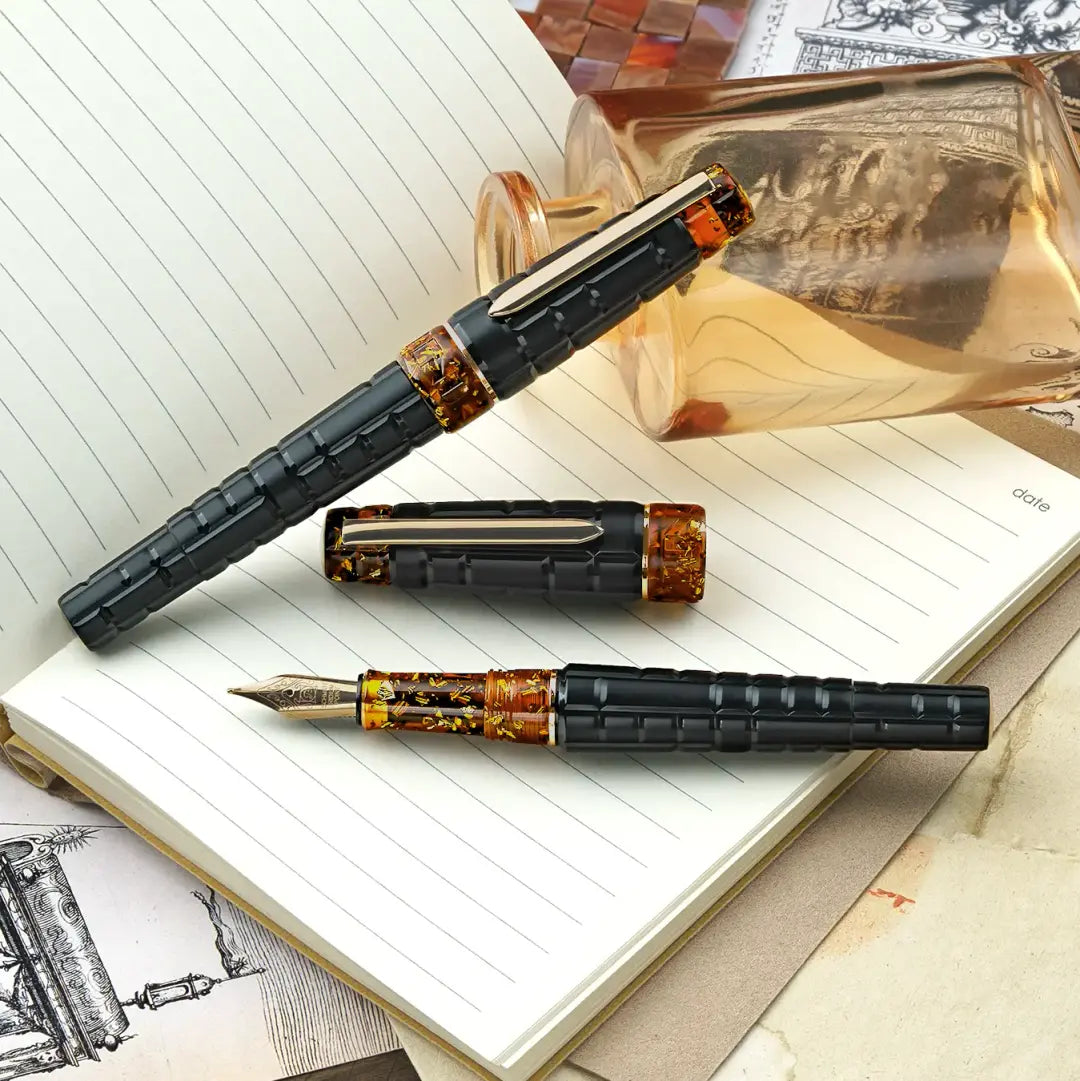 Benu Black Amber Tessera Fountain Pen