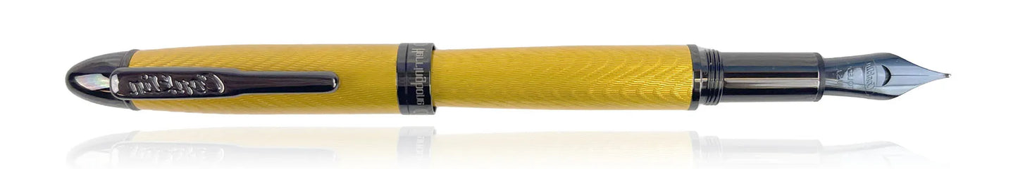 Conklin Herringbone Limited Edition Yellow Fountain Pen Medium Black Steel Nib