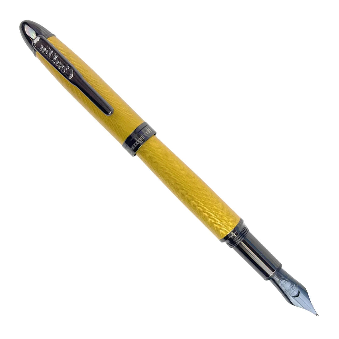 Conklin Herringbone Limited Edition Yellow Fountain Pen Medium Black Steel Nib