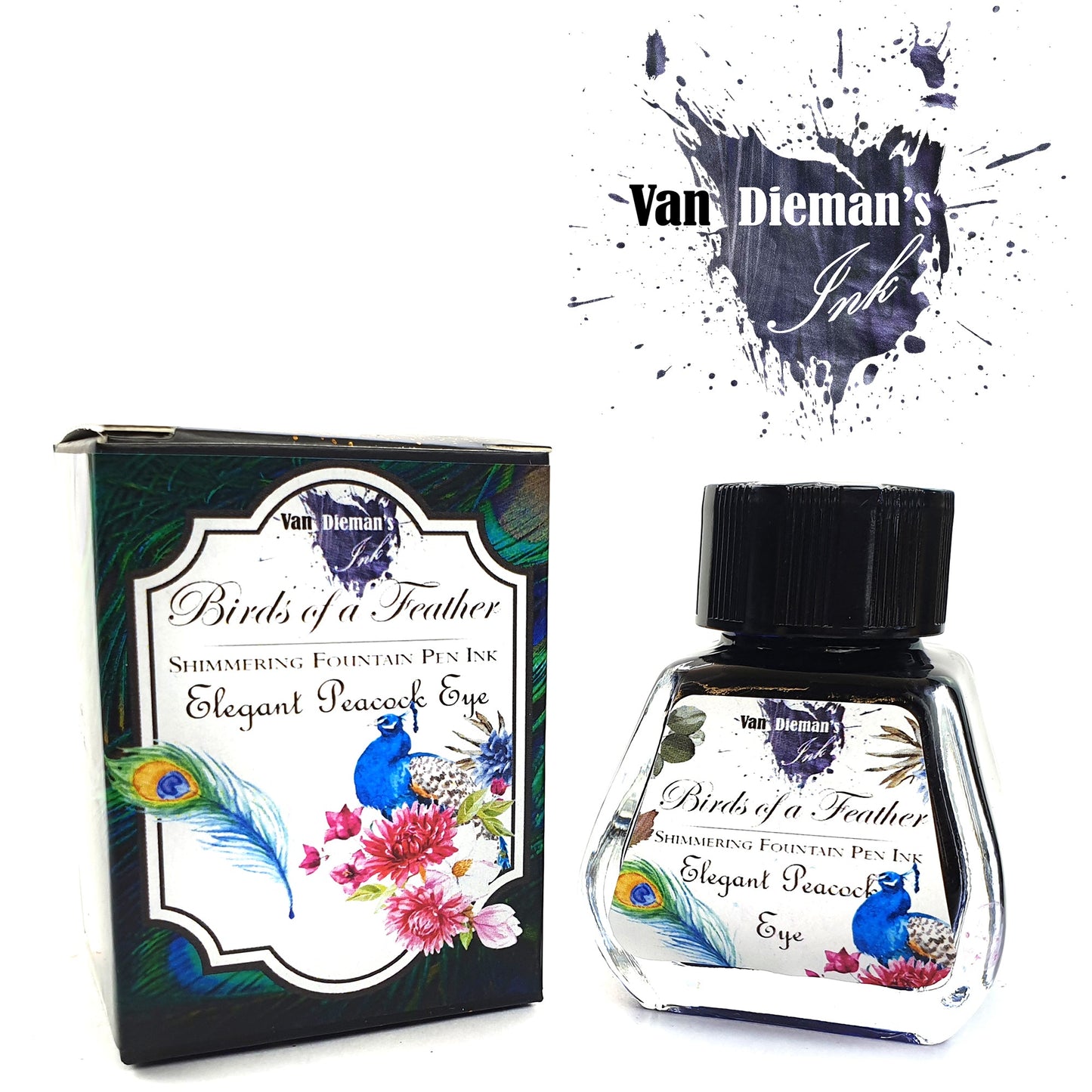 Van Dieman's Birds of a Feather - Elegant Peacock Eye - Shimmering Fountain Pen Ink