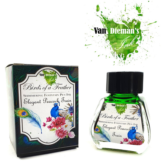 Van Dieman's Birds of a Feather - Elegant Peacock Train - Shimmering Fountain Pen Ink