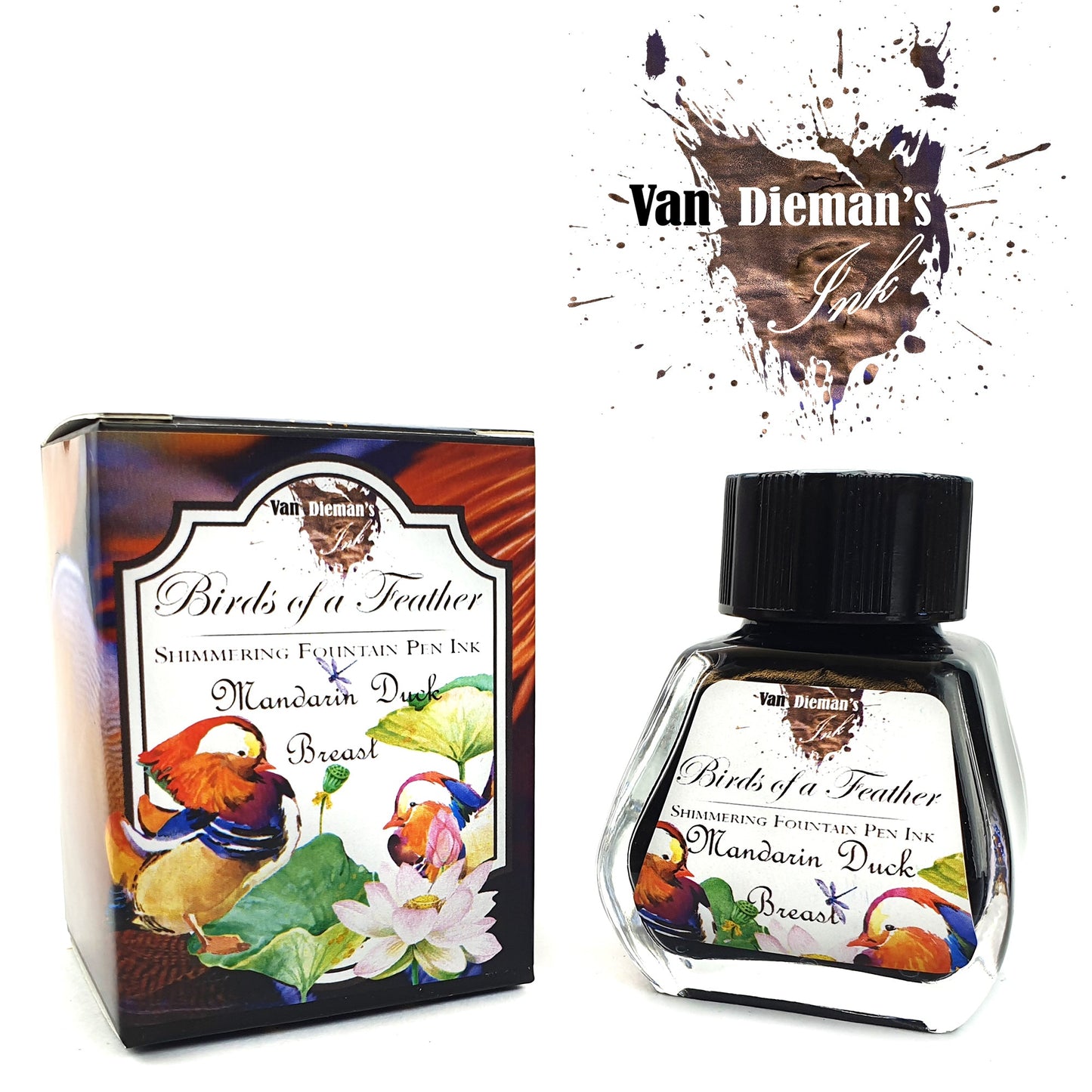 Van Dieman's Birds of a Feather - Mandarin Duck Breast - Shimmering Fountain Pen Ink