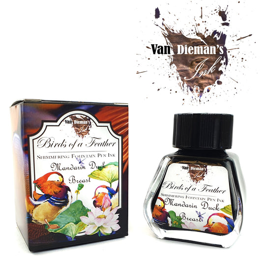 Van Dieman's Birds of a Feather - Mandarin Duck Breast - Shimmering Fountain Pen Ink