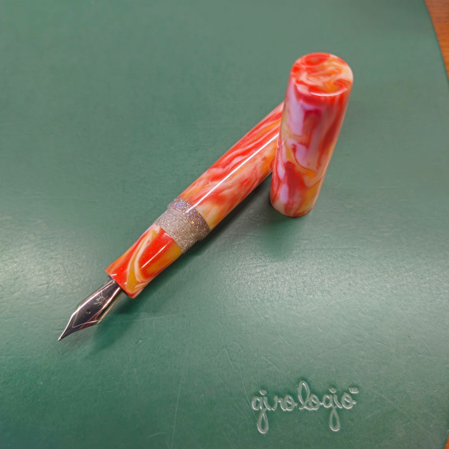 River City Pen Company Arlington Mossanite & Custom Pour Fountain Pen Extra Fine Steel Nib
