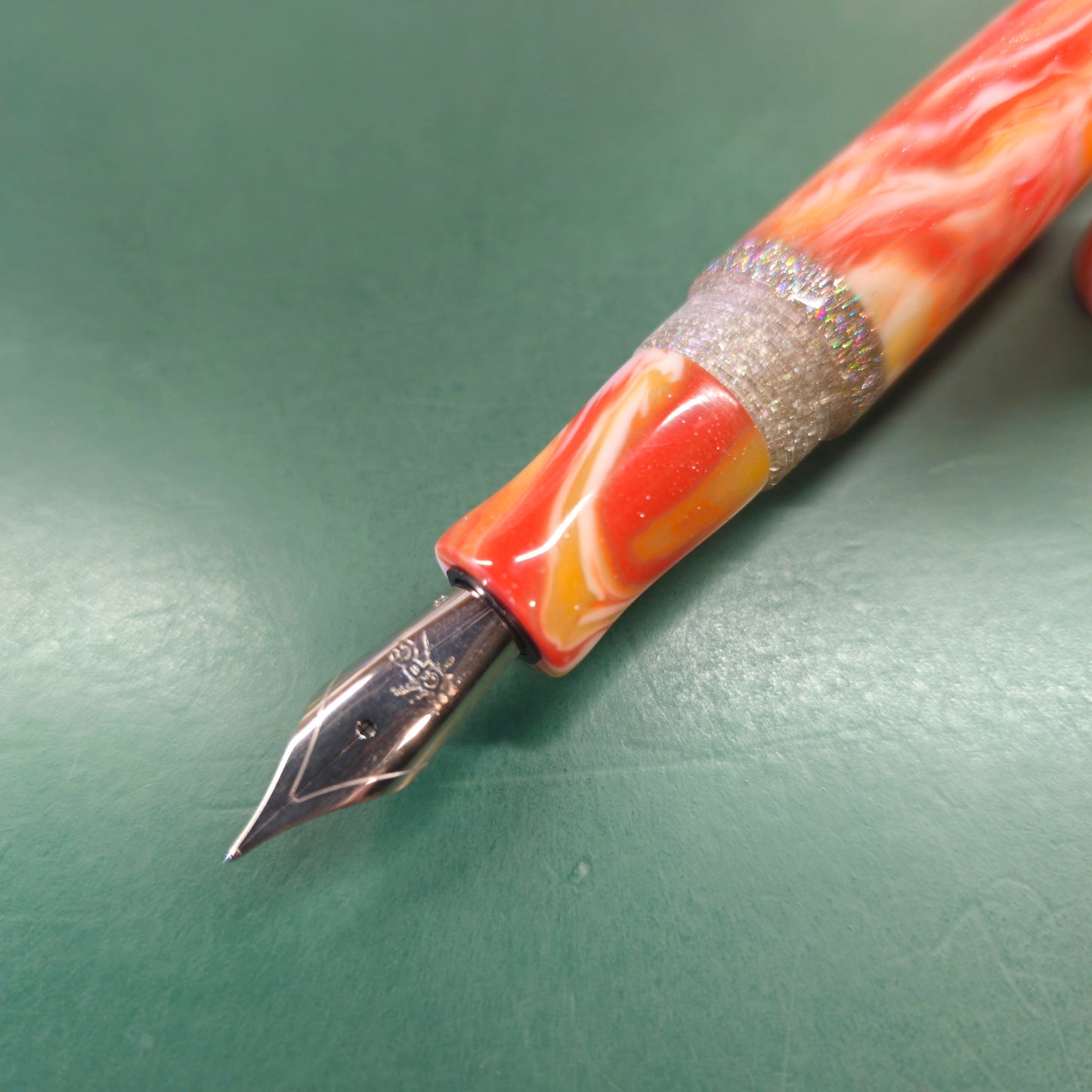 River City Pen Company Arlington Mossanite & Custom Pour Fountain Pen Extra Fine Steel Nib