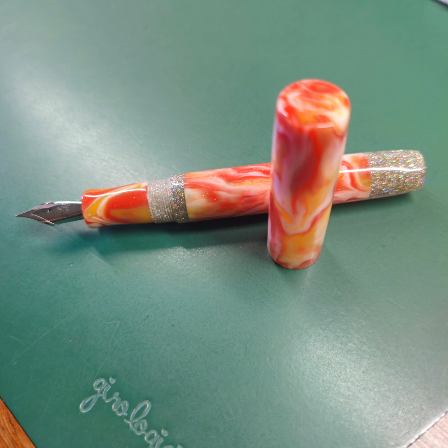 River City Pen Company Arlington Mossanite & Custom Pour Fountain Pen Extra Fine Steel Nib