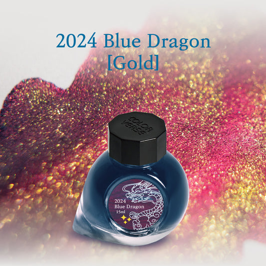 Colorverse 2024 Glistening Gold Blue Dragon 15mL Bottled Ink