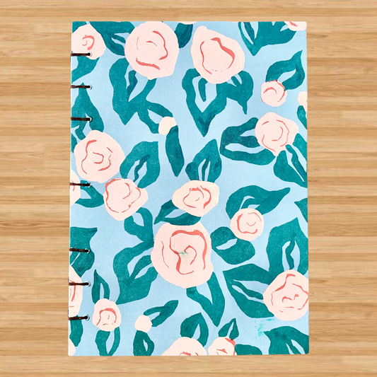 Light Rose - A6 - Dot Grid - Coptic Bound - Fountain Pen Notebook - Handmade Journal