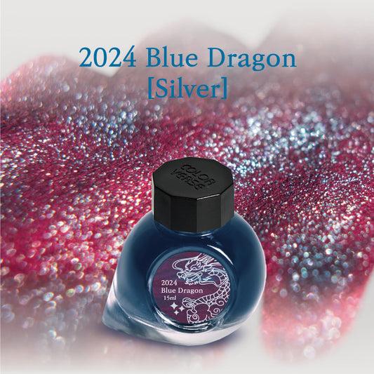 Colorverse 2024 Glistening Silver Blue Dragon 15mL Bottled Ink