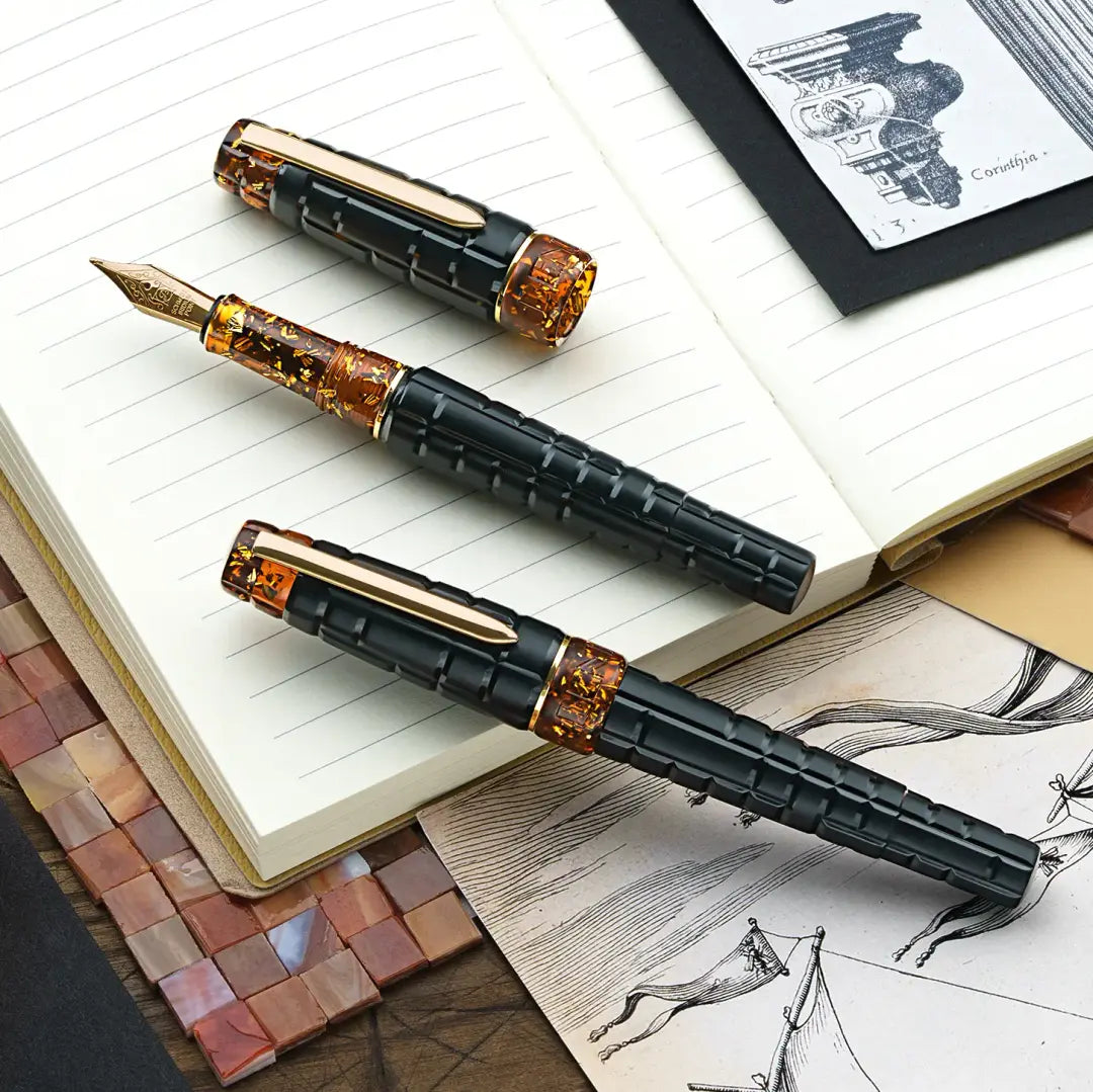Benu Black Amber Tessera Fountain Pen
