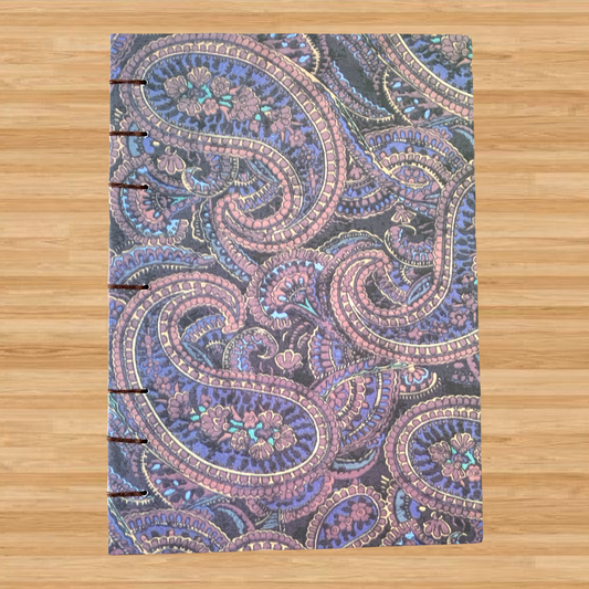 Mauve Paisley - A6 - Dot Grid - Coptic Bound - Fountain Pen Notebook - Handmade Journal
