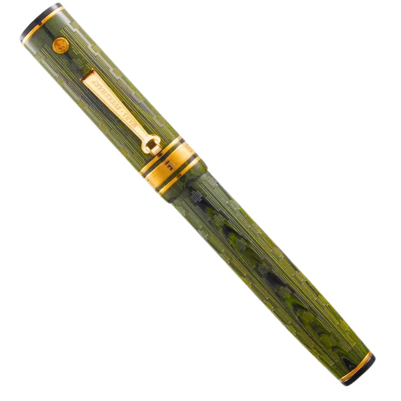 Wahl-Eversharp Decoband Green Ebonite Chased Gold Trim Fountain Pen