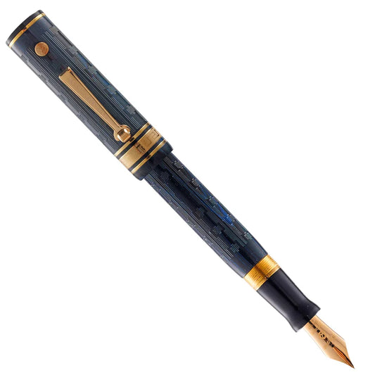 Wahl-Eversharp Decoband Blue Ebonite Chased Gold Trim Fountain Pen