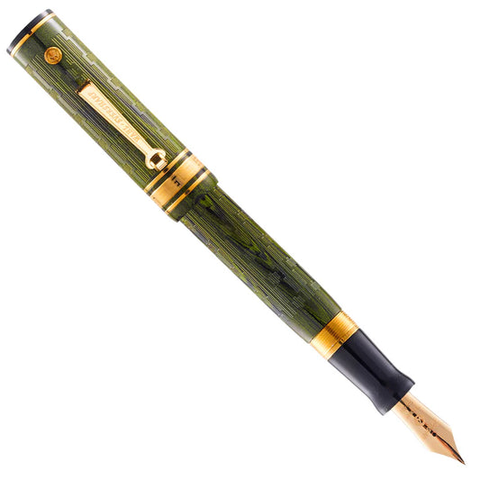 Wahl-Eversharp Decoband Green Ebonite Chased Gold Trim Fountain Pen