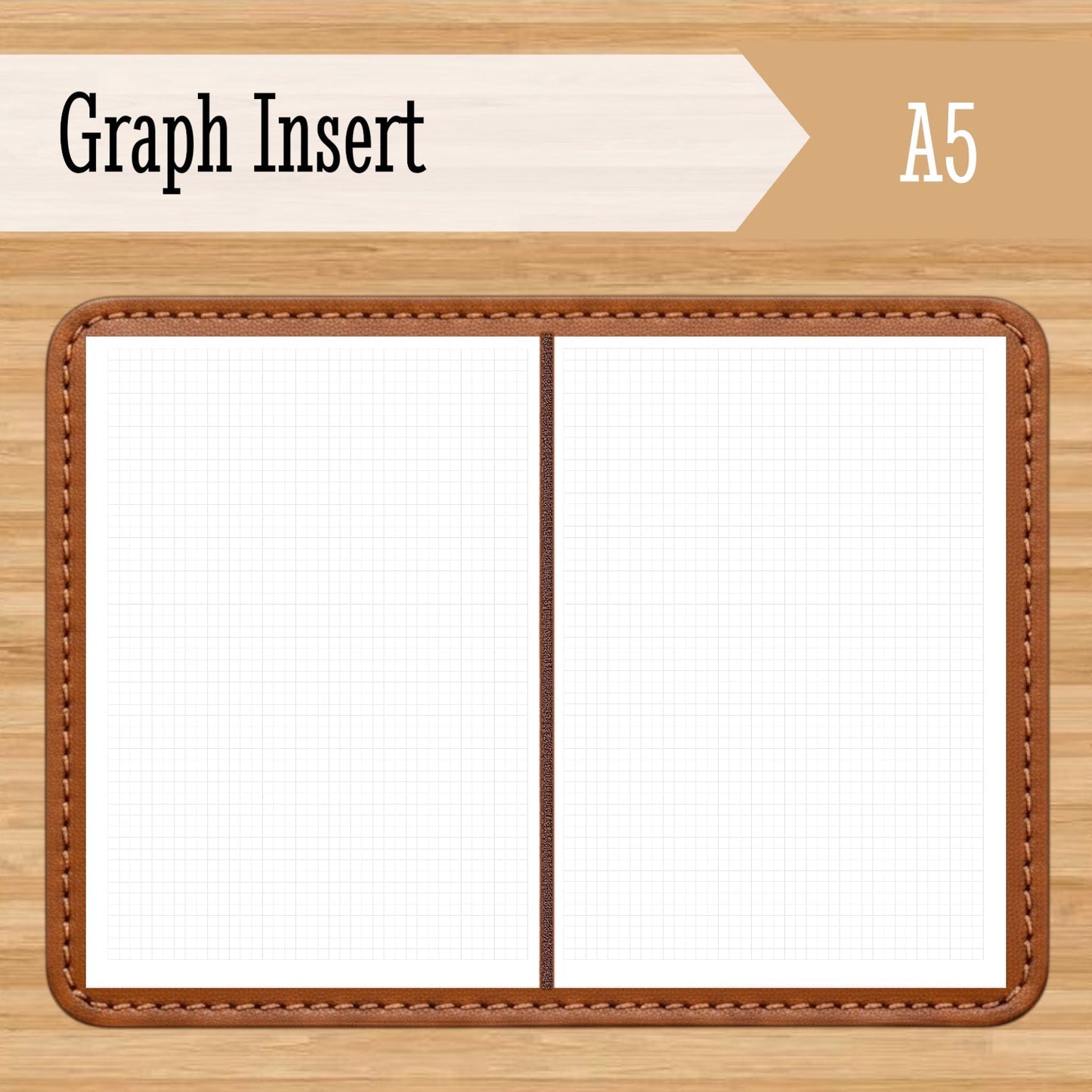 A5 Graph Travelers Notebook Insert – Fountain Pen Friendly, Hand-Stitched Kraft Cover