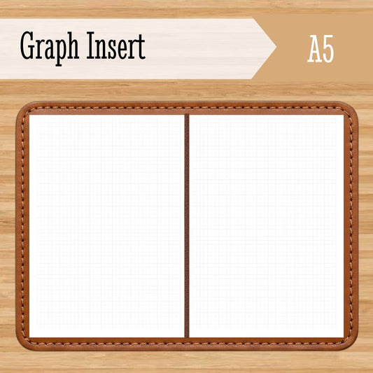 A5 Graph Travelers Notebook Insert – Fountain Pen Friendly, Hand-Stitched Kraft Cover