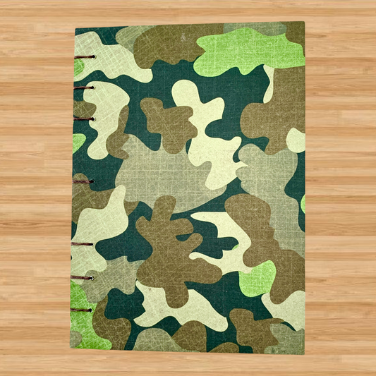 Camouflage - A6 - Dot Grid - Coptic Bound - Fountain Pen Notebook - Handmade Journal