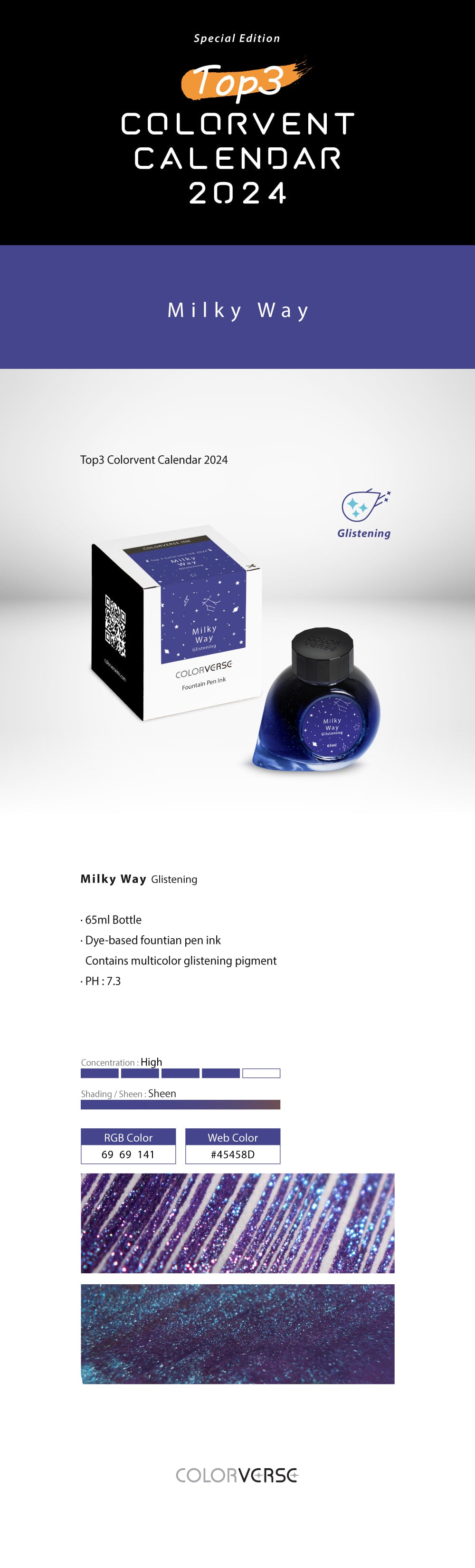Colorverse 2024 Top 3 Colorvent Ink Series Milky Way Glistening 65mL B ...