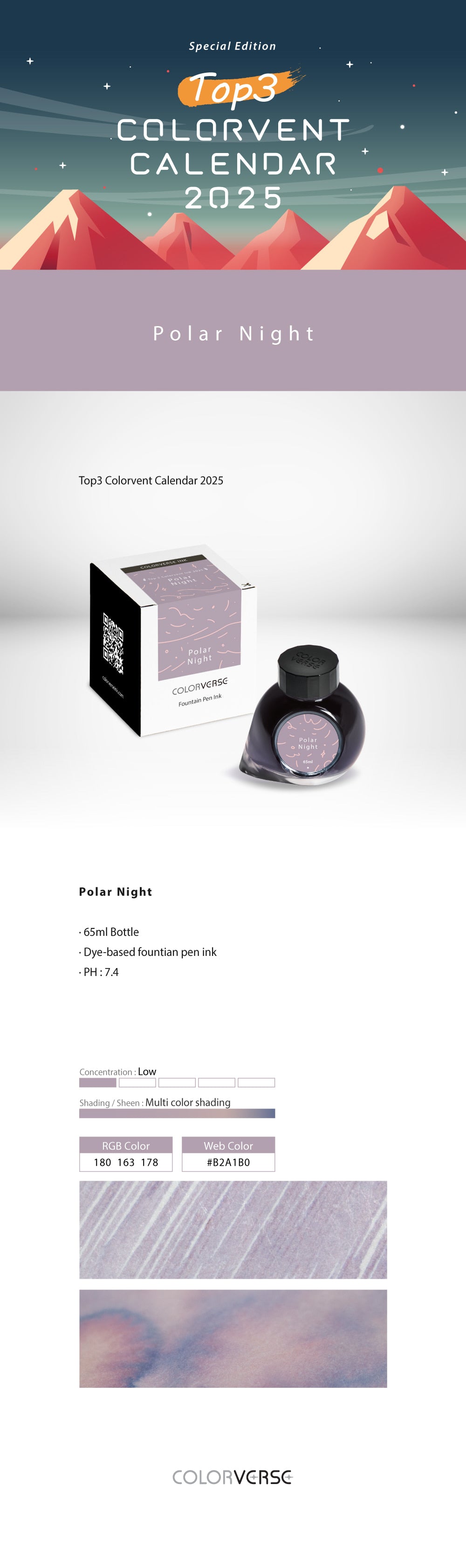 Colorverse 2025 Top 3 Colorvent Ink Series Polar Night 65mL Bottled Ink