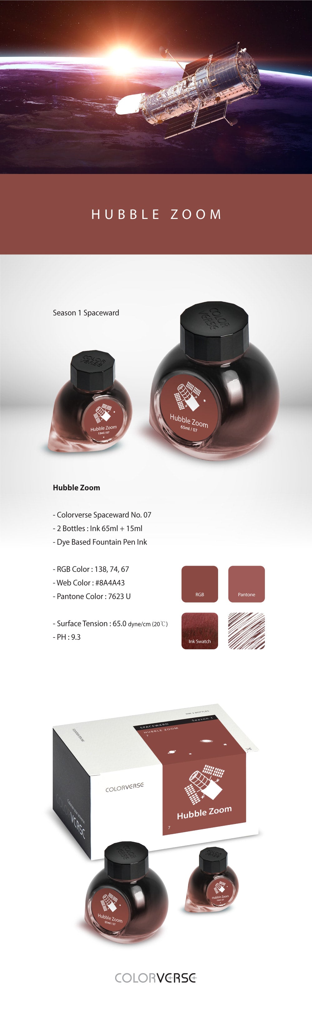 Colorverse Hubble Zoom (65ml+15ml same color) Bottled Ink