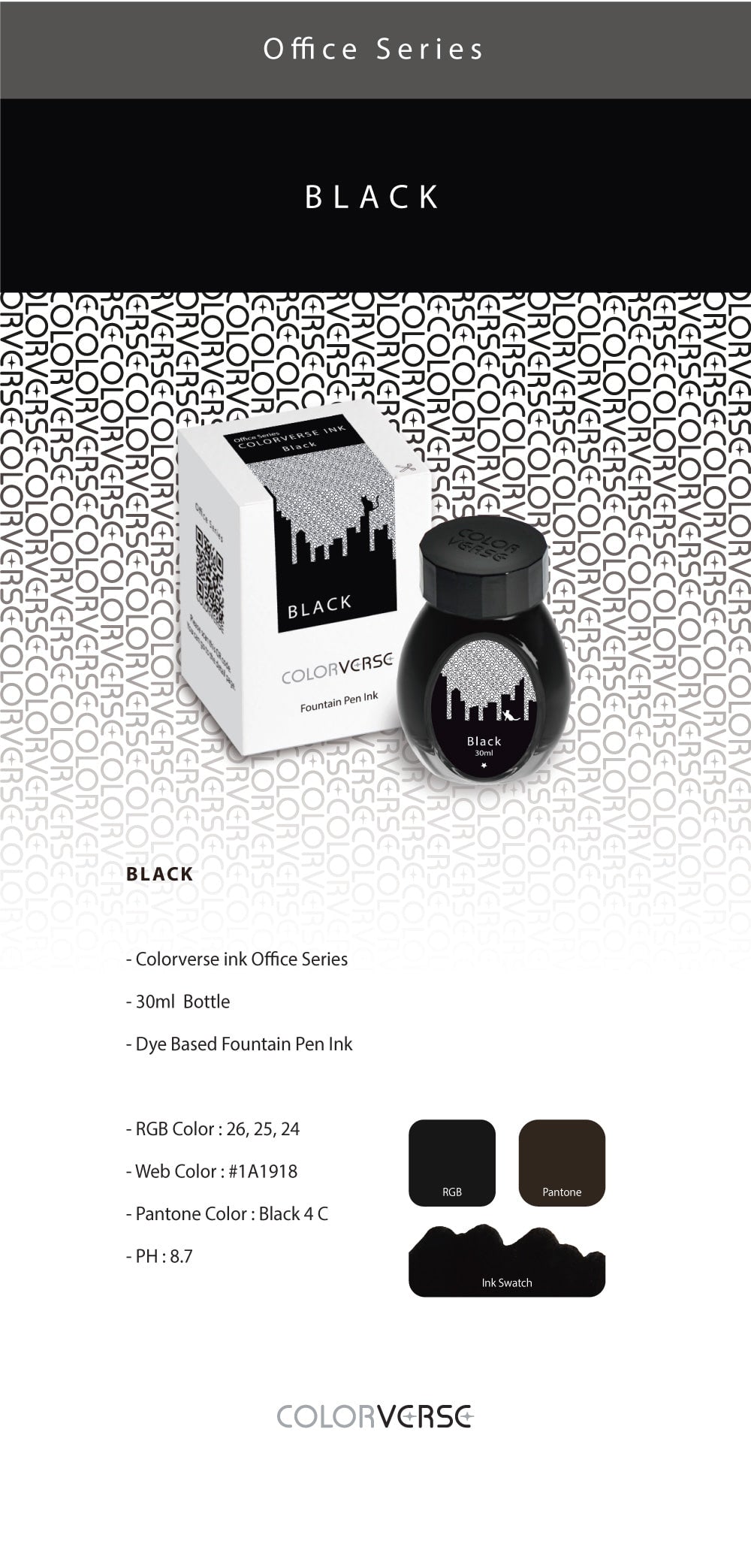 Colorverse Office Series Black 30mL Bottled Ink