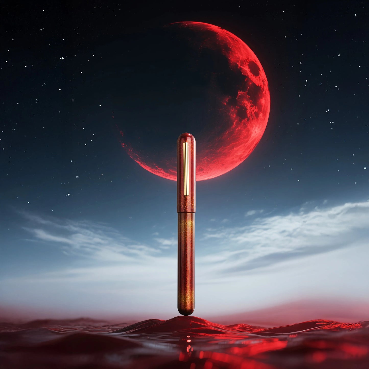 Nahvalur Ikkaku Blood Moon Urushi Fountain Pen 14k Fine