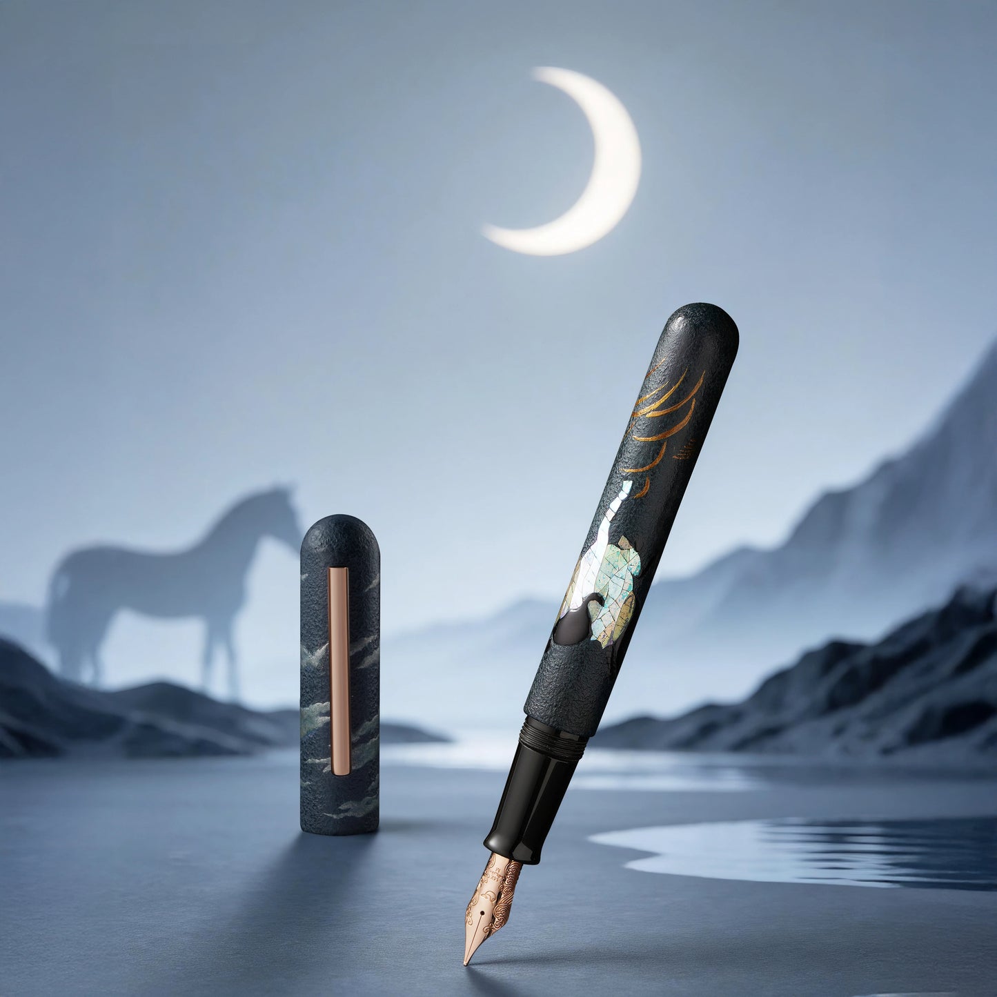 Nahvalur Ikkaku 骏 Year of the Horse Urushi 14k Nib Fountain Pen