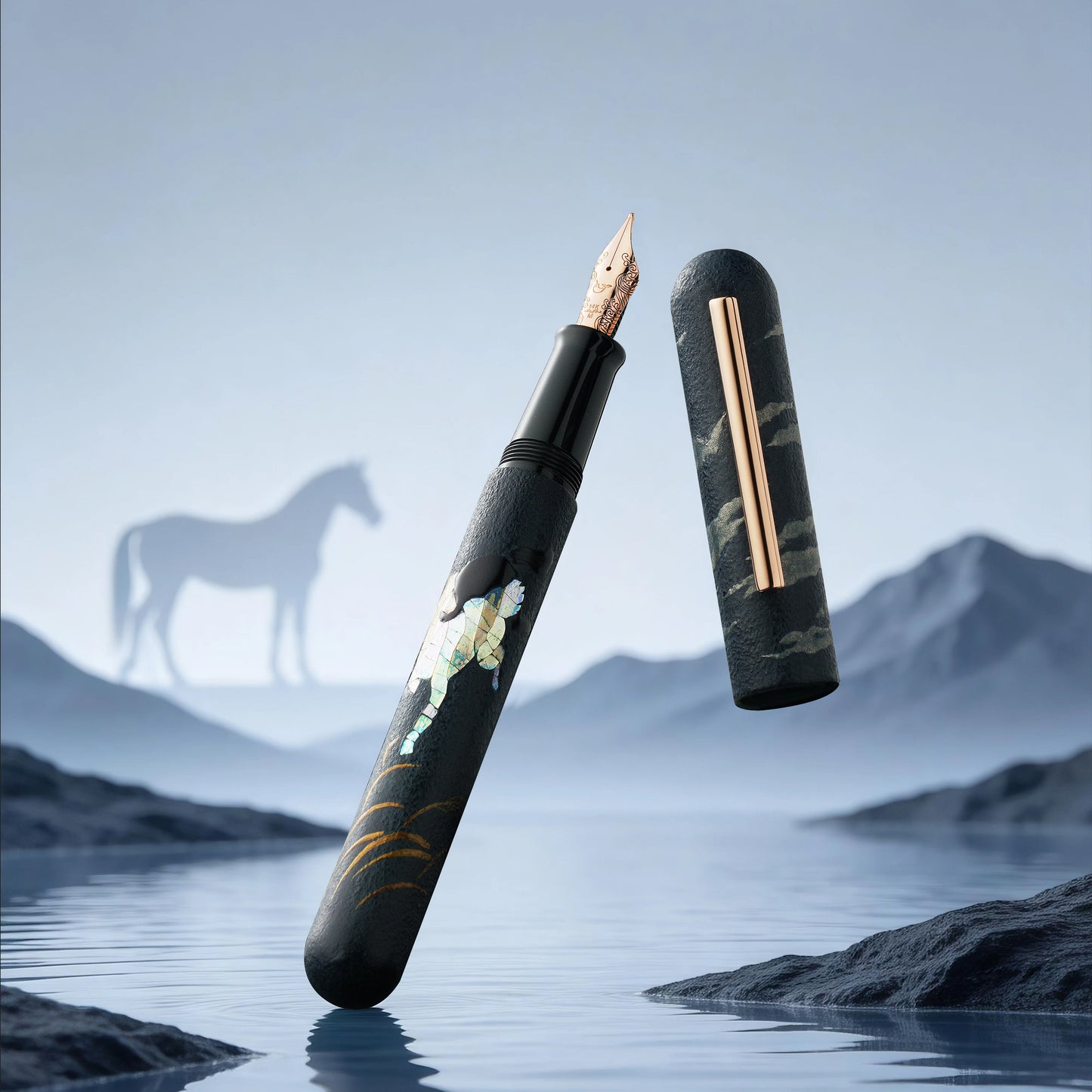 Nahvalur Ikkaku 骏 Year of the Horse Urushi 14k Nib Fountain Pen