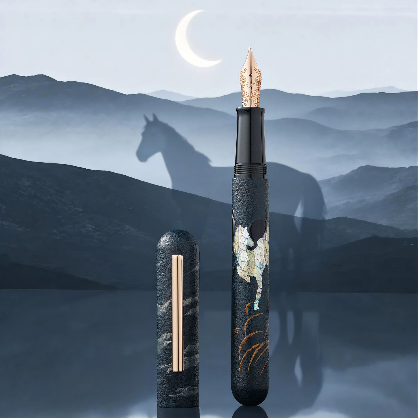 Nahvalur Ikkaku 骏 Year of the Horse Urushi 14k Nib Fountain Pen