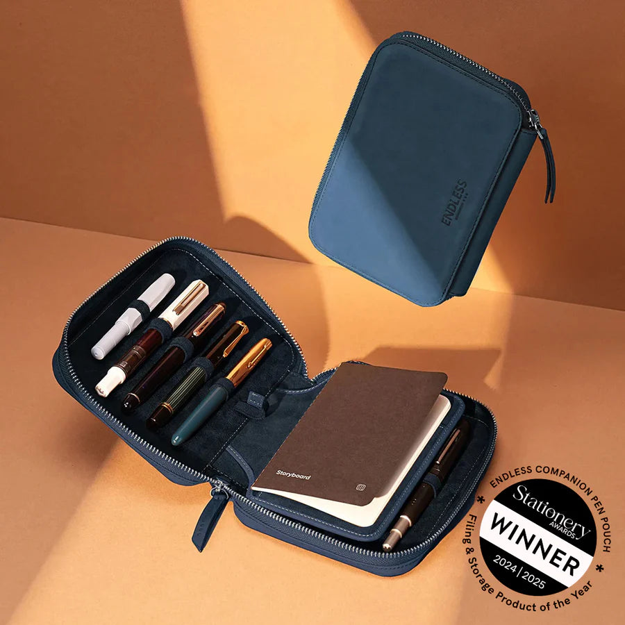 Endless Companion Leather Adjustable Pen Pouch - 10 Pens - Blue