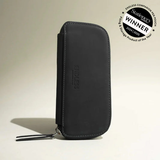 Endless Companion Leather Adjustable Pen Pouch - 3 Pens - Black