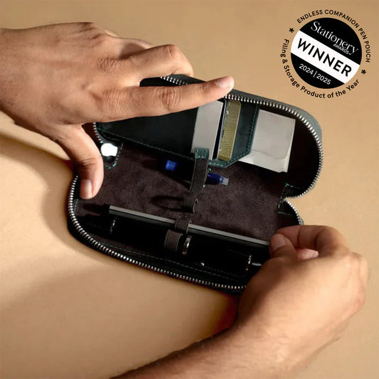 Endless Companion Leather Adjustable Pen Pouch - 3 Pens - Blue